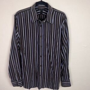 Express Men's dress shirt brown blue large